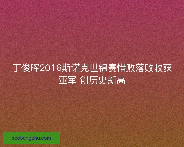 丁俊晖2016斯诺克世锦赛惜败落败收获亚军 创历史新高