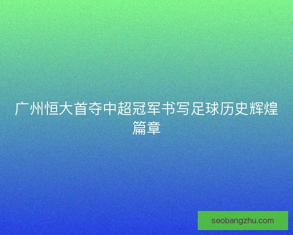 广州恒大首夺中超冠军书写足球历史辉煌篇章