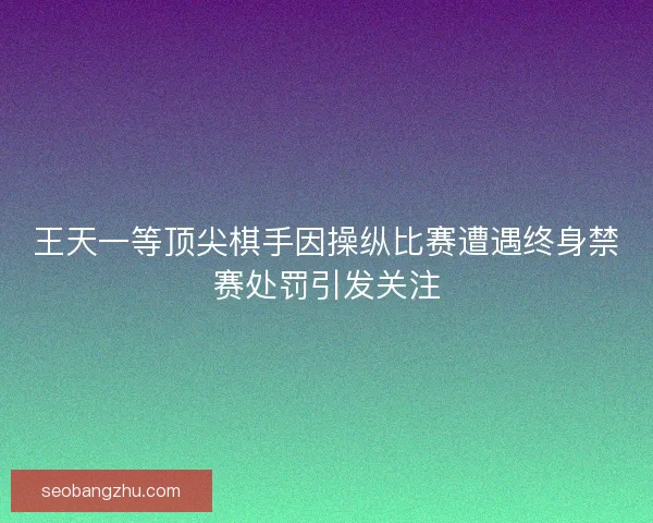 王天一等顶尖棋手因操纵比赛遭遇终身禁赛处罚引发关注